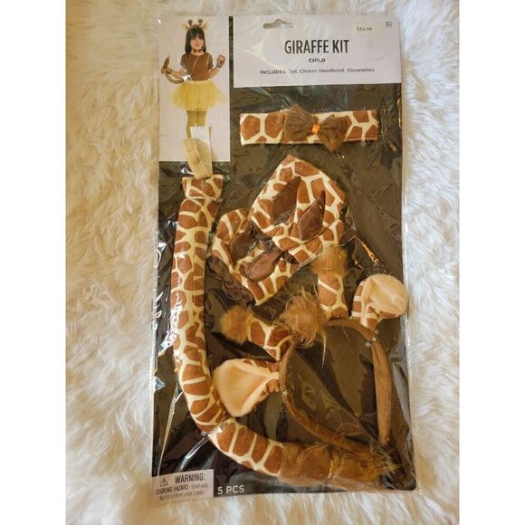 Giraffe Kit Child Halloween Costume Includes Tail, Neck and Head Piece and Glove - Picture 1 of 4